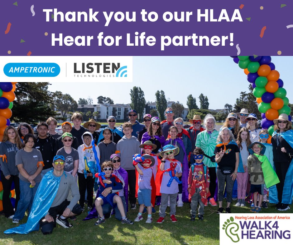 We appreciate <a href="/ampetronic/">Ampetronic</a> | <a href="/ListenTech/">Listen Technologies</a> for being a Hear for Life advocate partner with #HLAA and #Walk4Hearing. They provide a broad range of solutions to help people hear their best in challenging listening environments around the globe. Thanks so much for your support!