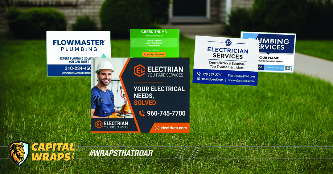Capitalwraps's tweet photo. Yard signs are more than just stakes in the ground! We're highlighting how these simple signs boost local visibility for service providers working on site this summer. They're silent sales reps, generating leads right from the neighborhood. #YardSigns  #ServiceBusiness https://t.co/PhB7C6ZAPW