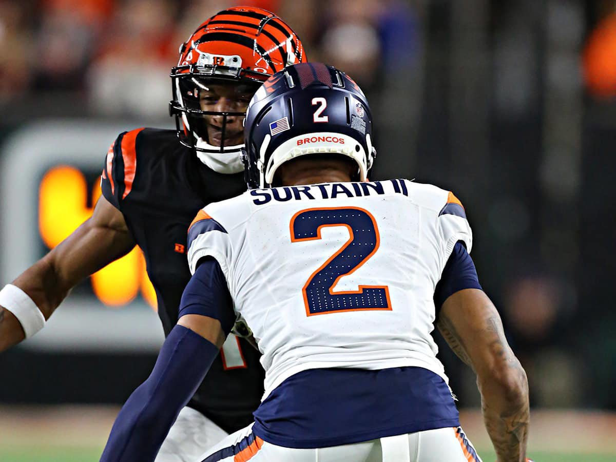 EpicNormie__'s tweet image. Surtain in 7 on 7 had back to back PBUs, followed by a INT on a deep ball thrown by Stidham. Ran to the sideline hollering, “Ja’Marr don’t run boy”. Got a chuckle out of HC Sean Payton. #BroncosCountry