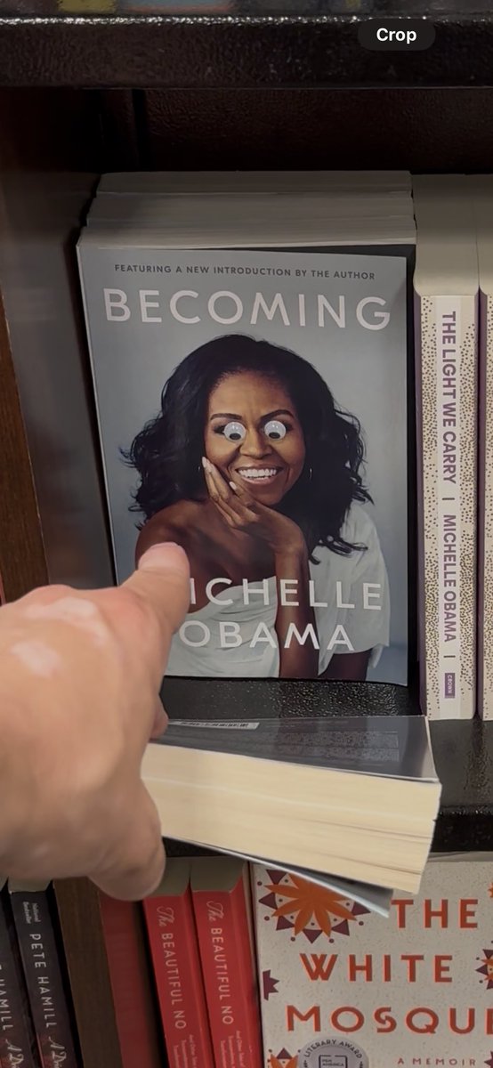Someone put googly eyes on Michelle Obama’s face at a Barnes &amp; Noble in Virginia.