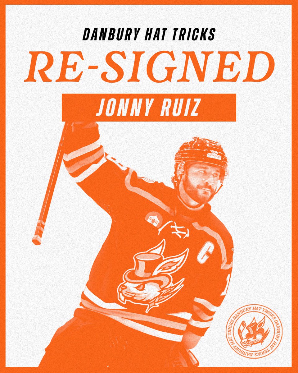 DanburyHatTrick's tweet photo. Same city. Same captain. Same mission.
Mr. Danbury is BACK for his 6th season 🫡
The Hat Tricks have agreed to terms with captain Jonny Ruiz on a contract for the 2025-26 campaign.
#RabbitsBaby | #CapIsBack https://t.co/Zf5T1ONUzr
