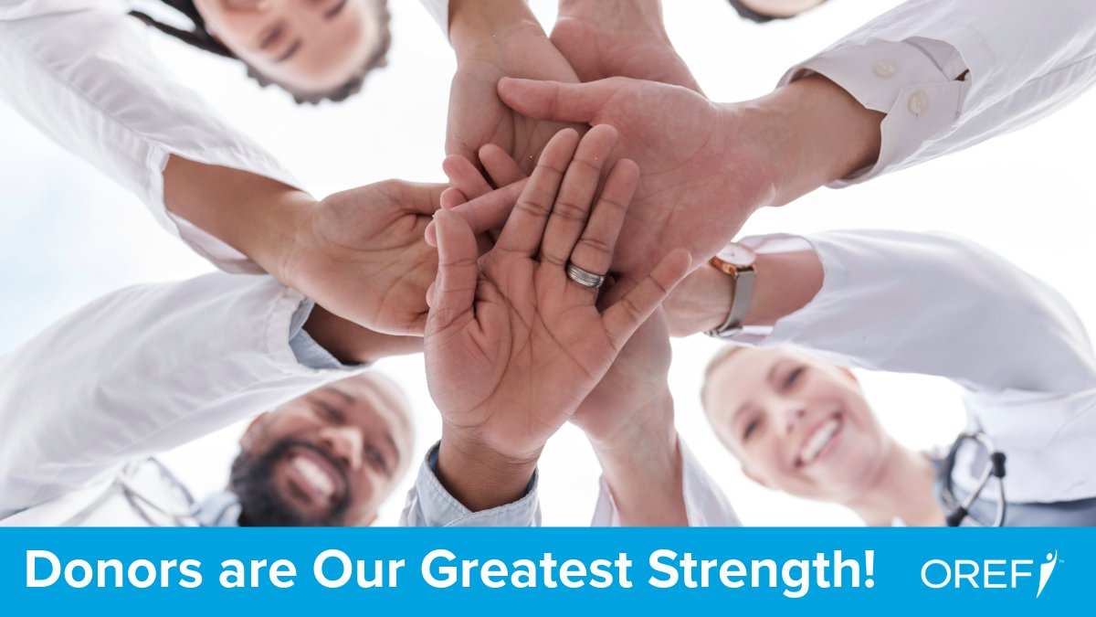 OREFtoday's tweet image. There is power in your support! In 2024, our generous donors helped fund more than 30 innovative studies! OREF has funded over 4700 research grants and awards, representing nearly $150 million in support of groundbreaking #MSK research.

Donate TODAY: oref.org/annual