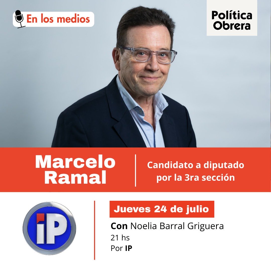 PoliticaObrera_'s tweet photo. Hoy mira a @marceloramal en IP, no te lo pierdas! Esta noche, entrevistado por Noelia Barral Griguera | Política Obrera Medios
#medios #ramal #politica #elecciones https://t.co/gad3zRKoTJ