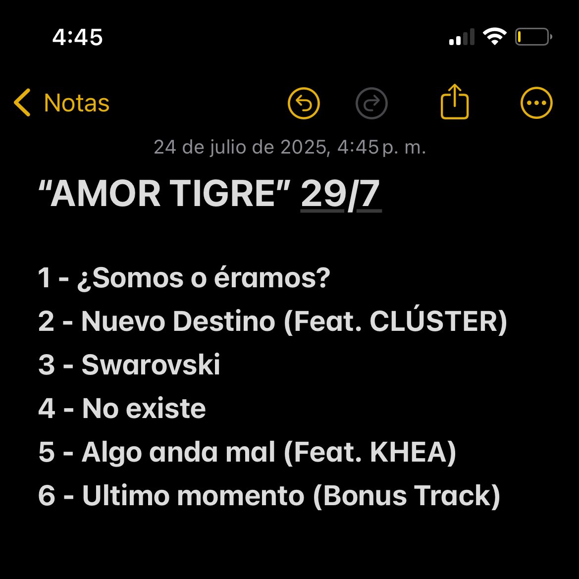 AHORA SI TRACKLIST OFICIAL !! LES PEDIRIA QUE LO DIFUNDAN. Y TAL PERO NO PUEDEN ASIQUE NADA DA IGUAL Los quiero chau disfruten