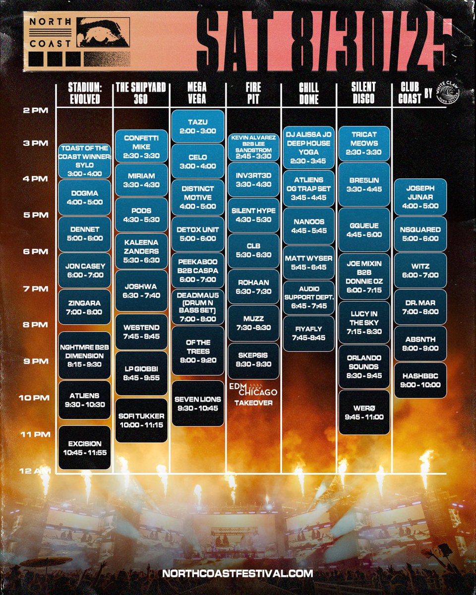 northcoastfest's tweet photo. YOU ASK. WE DELIVER. YOUR SET TIMES HAVE ARRIVED 🎁⏰ START PLANNING YOUR JOURNEY AT HOME 🌈✨

🪩: There’s still time to join us! Lock in at https://t.co/OUSOiAqZPF (in bio) 

📝: Stay tuned for afters, shipping updates, and so much more as we approach the kick off to our 15 year festivities