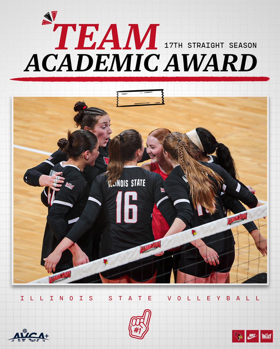 RedbirdVB's tweet image. The Birds earn the 2025 AVCA Team Academic Award for the 17th straight year 🧠📚