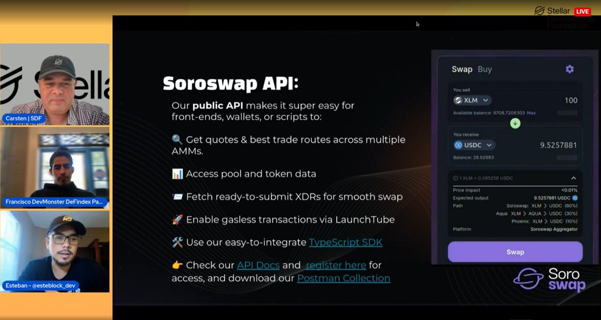 BuildOnStellar's tweet image. 🥑 When did @SoroswapFinance become a massive suite of services? APIs, aggregator, indexer... And we haven't even started on @defindex_ strategies.
JOIN US 👇
twitch.tv/stellarorg