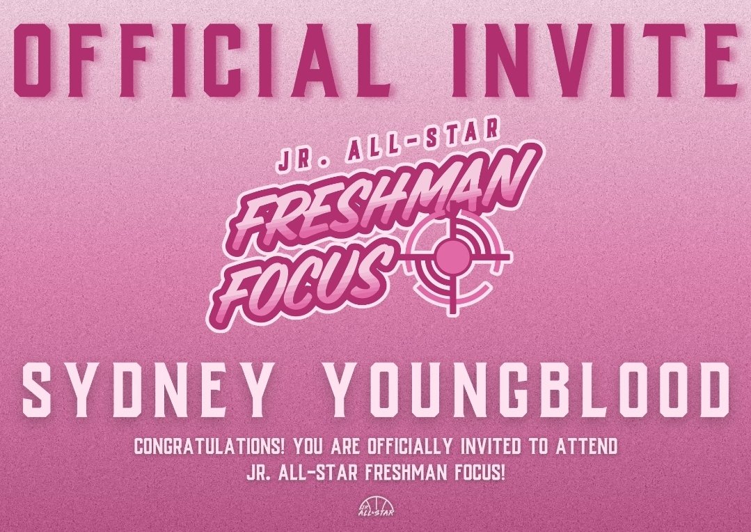 Sydney A. Youngblood (2029) (@sydi_hoops) on Twitter photo Thank you <a href="/JrAllStarBB/">Jr. All-Star Girls Basketball</a> for the invite to the Freshman Focus. Thank you <a href="/JrAllStarBB/">Jr. All-Star Girls Basketball</a> for the invite to the Freshman Focus.
