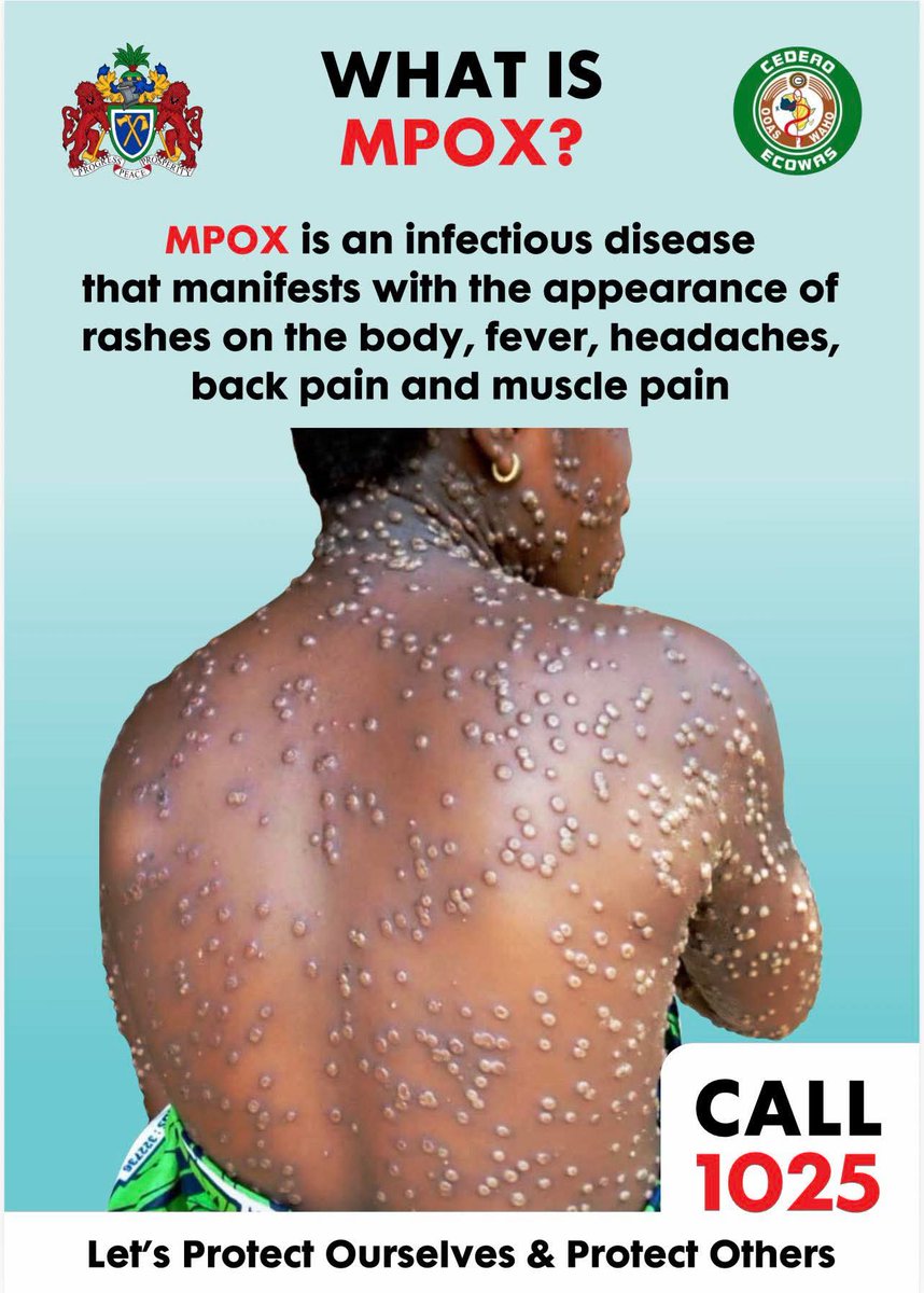 Alert 🚨: MPOX. 
Symptoms of fever, headache, back pain, muscle pain, and rashes? Don't wait! Rush to the hospital or call 1025 for immediate help.