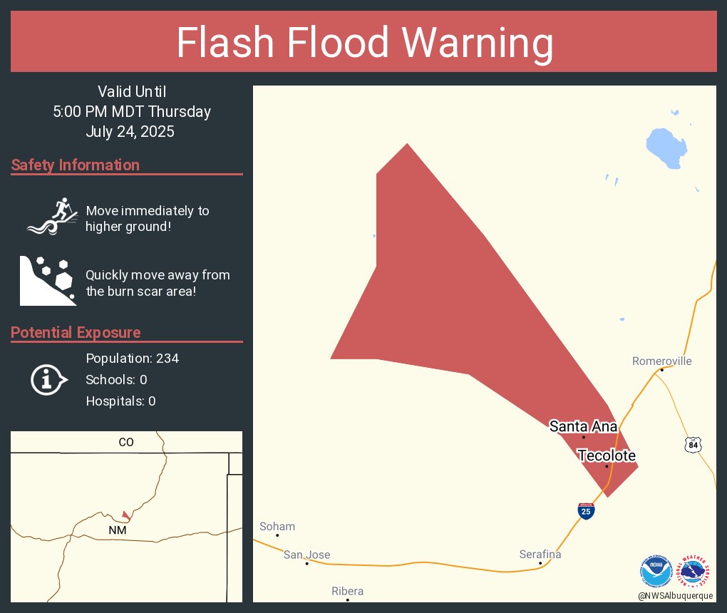 Flash Flood Warning including Tecolote NM and  Santa Ana NM until 5:00 PM MDT