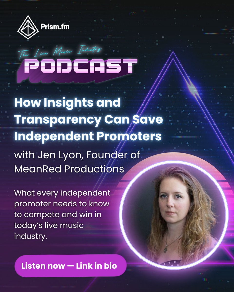 🎙️ Jen Lyon of MeanRed Productions shares why Insights by Prism is a must for independent promoters—and how data transparency could transform the future of live music.

💥 Data = power
📊 Transparency = equity
🎤 Tools = sustainability

Listen now: open.spotify.com/episode/1WwxD7…