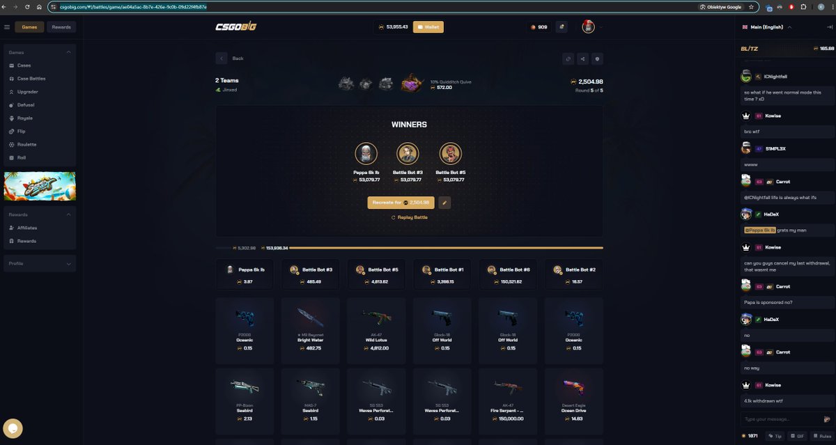 thepappakubasso's tweet image. OMG I LOVE JINXED MODE ON @csgobig
Rt + Like for 5 x 100c tip !
5 k Lb on thepappa.gg on csgobig !