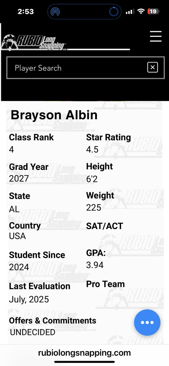 Brayson_Albin's tweet image. Thankful for the opportunity to snap with the best at the @TheChrisRubio Top 12 camp. I have moved up in the rankings to #4. More work to do!
rubiolongsnapping.com/player-ranking…
#ToeTheLine #RubioFamily #ClassOf2027 #RecruitBJP
@chadlunsford
@AuburnMade
@RyanSmith_AU
@aylward_johnny…
