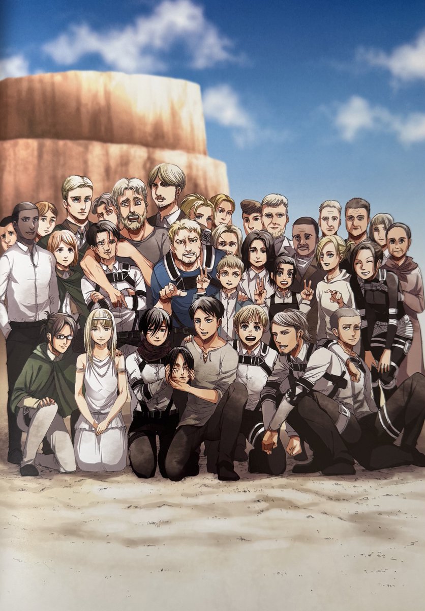 PunchyFlamingo's tweet image. Different stages of Hajime Isayama’s illustration for the S4 promotional cover of Bessatsu Magazine (March 2023) showing a (now) well-known Rivetra moment. Taken from the Fly art book.
(There is a blurb from Yams, but it’s about the difficulty of drawing/coloring.)
#PetraRal…