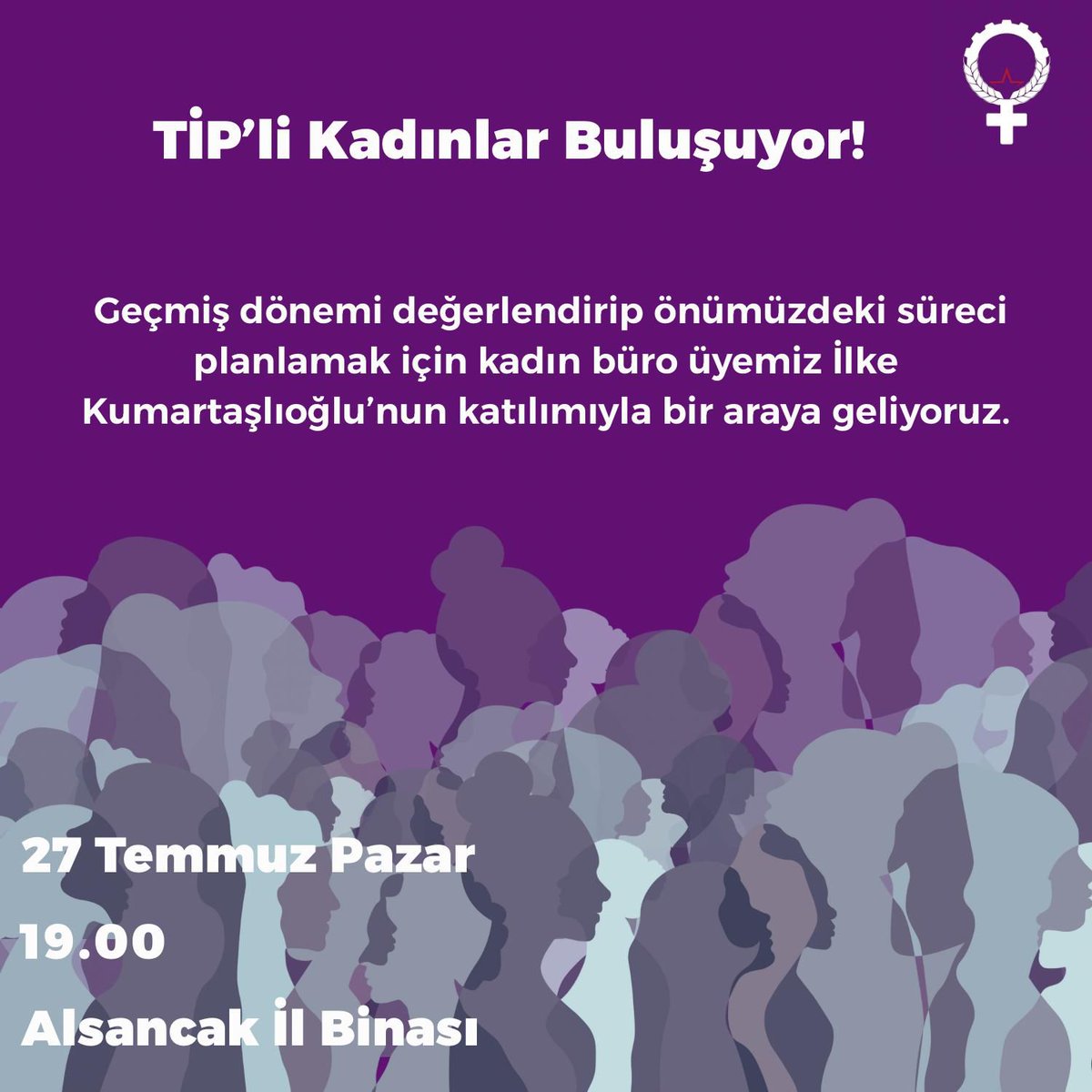 tipizmiril's tweet image. TİP'li Kadınlar (@Tipli_Kadinlar) Buluşuyor
Konuşacak çok şeyimiz, büyütecek mücadelemiz var. Seni de aramızda görmek, söyleyeceklerini dinlemek istiyoruz.
🗓️27 Temmuz 2025 (Pazar)
🕧19.00
📌TİP İzmir İl Binası - Alsancak