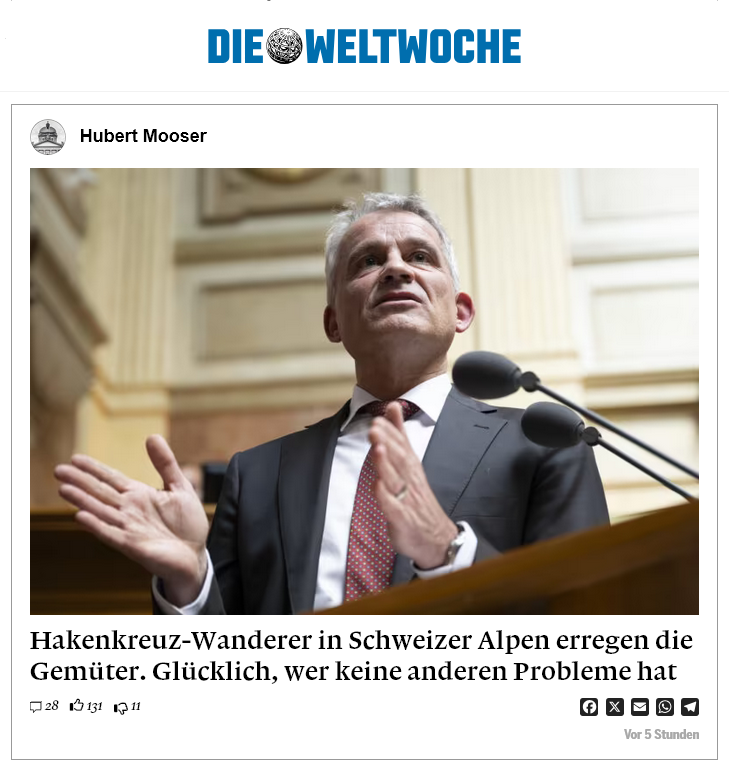 StandPunkt_News's tweet image. Glücklich, wer keine anderen Probleme hat

Justizminister Beat Jans befasst sich lieber mit solch Gänggeli-Zeug als mit den Problemen, die er und die anderen sechs Nichtsnutze bescheren.

Weil politisch gerade nicht viel los ist, wird derzeit in den Medien eine der sauersten…