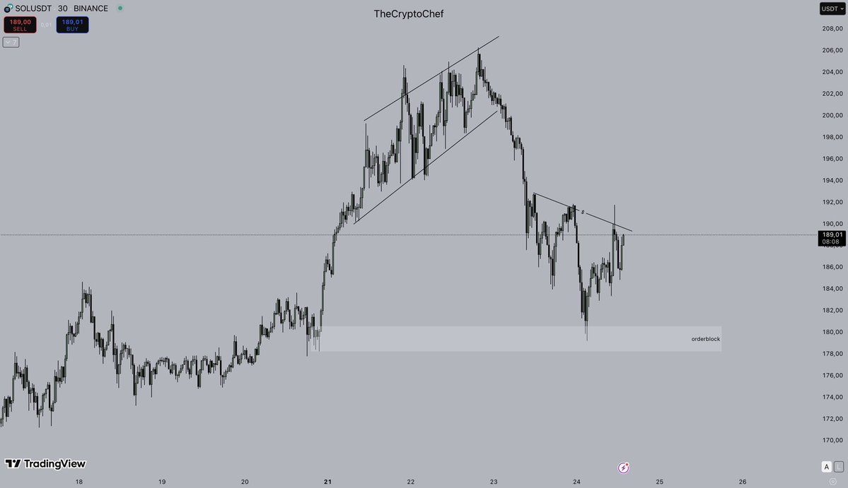 TheCryptoChefX's tweet image. Is $SOL hitting $220 this week?

Looks like its ready to go higher, we can clearly see it reacted on an orderblock and re-accumulated after the retracement.

Momentum looks strong and everything is lining up, let’s see some green!