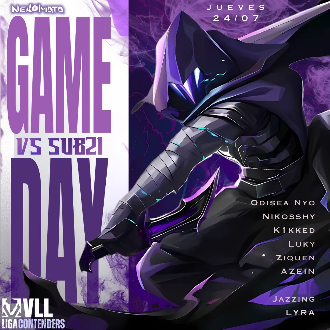 Nekomata Galaxy (@nekomata_galaxy) on Twitter photo Nekomata vs Sub 21
24/07 21:00 CL (Aproximado)
Transmisión en vivo: twitch.tv/valorantlataml…:
<a href="/ValoLatamLeague/">Valorant Latam League</a>
¡#GoNekomata! 🐈⬛ Nekomata vs Sub 21
24/07 21:00 CL (Aproximado)
Transmisión en vivo: twitch.tv/valorantlataml…:
<a href="/ValoLatamLeague/">Valorant Latam League</a>
¡#GoNekomata! 🐈⬛