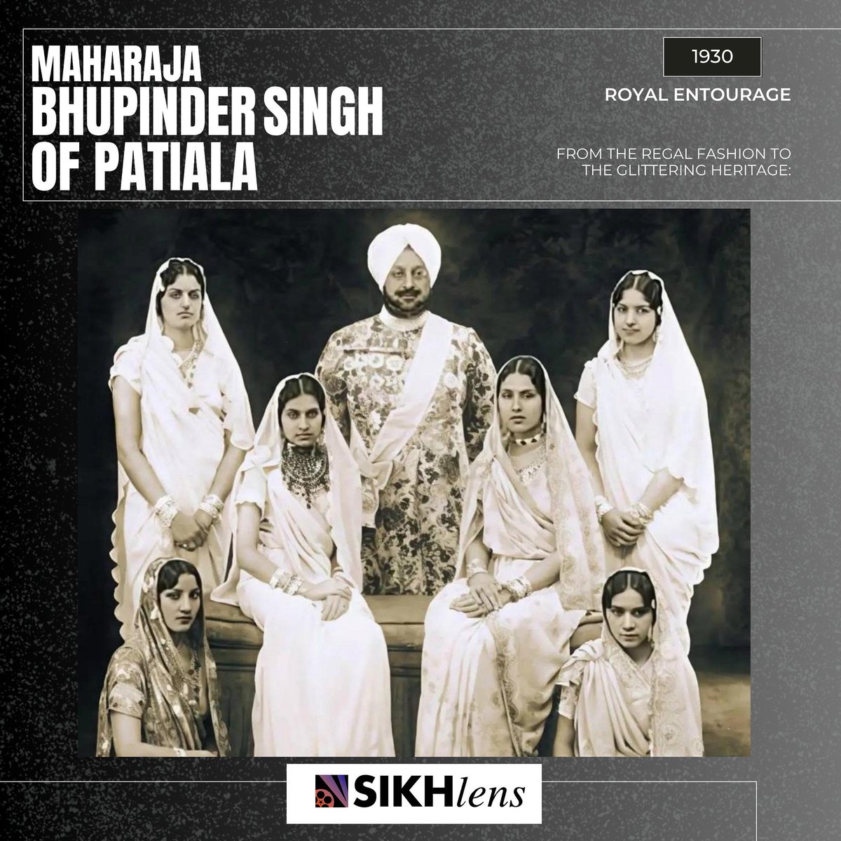 SikhLens's tweet image. ✨ Circa 1930: Maharaja Bhupinder Singh of Patiala & his royal entourage—pearls, Cartier jewels & Patiala Shahi elegance.
From founding the BCCI to commissioning the iconic Patiala Necklace, his legacy still dazzles.
#SikhHeritage #PatialaRoyalty #PunjabGlam #Cartier