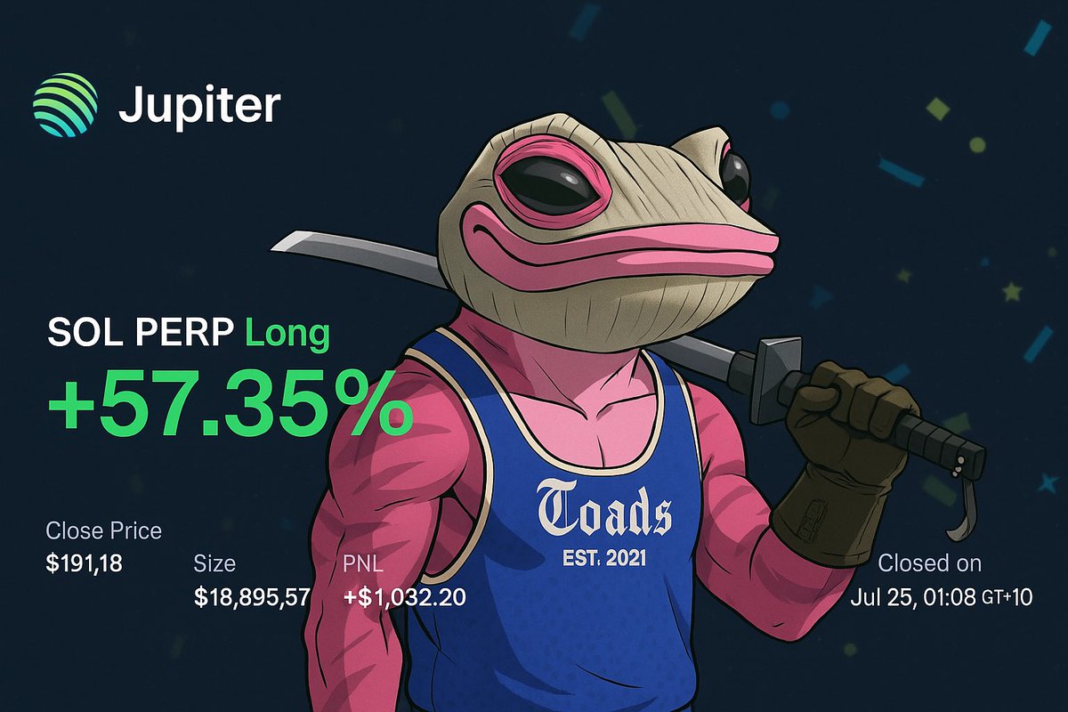 capt_morgan00's tweet image. Gm 🌞
Im not one to post PNL but this one hit different.
Opened the $SOL long from the 1hr Thor call yesterday…
Went to sleep.
Woke up to a clean +57.35% 🍾
@CyberFrogsNFT have changed the game in #crypto trading.
We trade. We sleep. We print.
🔫⚔️ $JUP $SOL