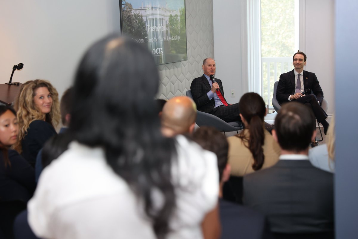 GaryShapiro's tweet image. Great conversation today with @WHOSTP Director @MKratsios47 at @CTATech’s Innovation House.
The U.S. must lead win the global AI race w/a strategy that boosts American innovation, and @POTUS’ AI Action Plan is a smart step forward. Thanks to all who joined. #AI #TechPolicy