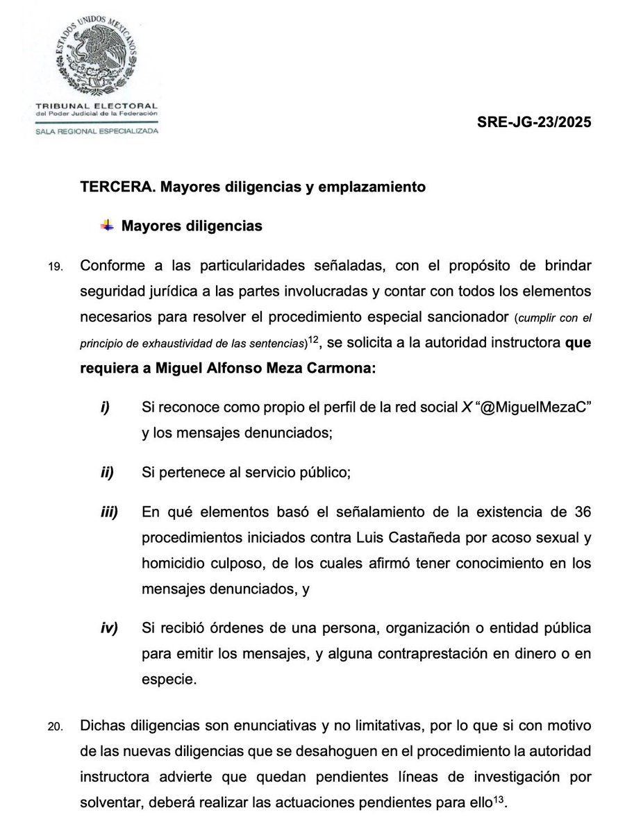 MiguelMezaC's tweet image. El Tribunal Electoral ordenó ampliar la investigación en mi contra por "violencia política que calumnia" a un exfuncionario (hombre) de la Consejería Jurídica de la Presidenta de la República.
Les adelanto la respuesta: no nos van a callar.
No vamos a dejar que el acoso…