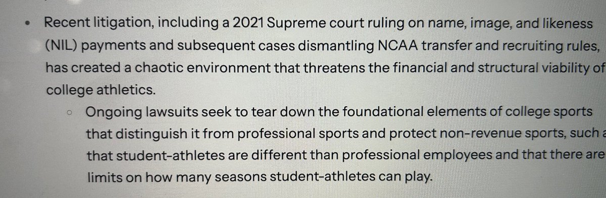 The White House’s fact sheet on Trump’s executive order on college athlete compensation says that the Alston Supreme Court case was about NIL.

It…was not.