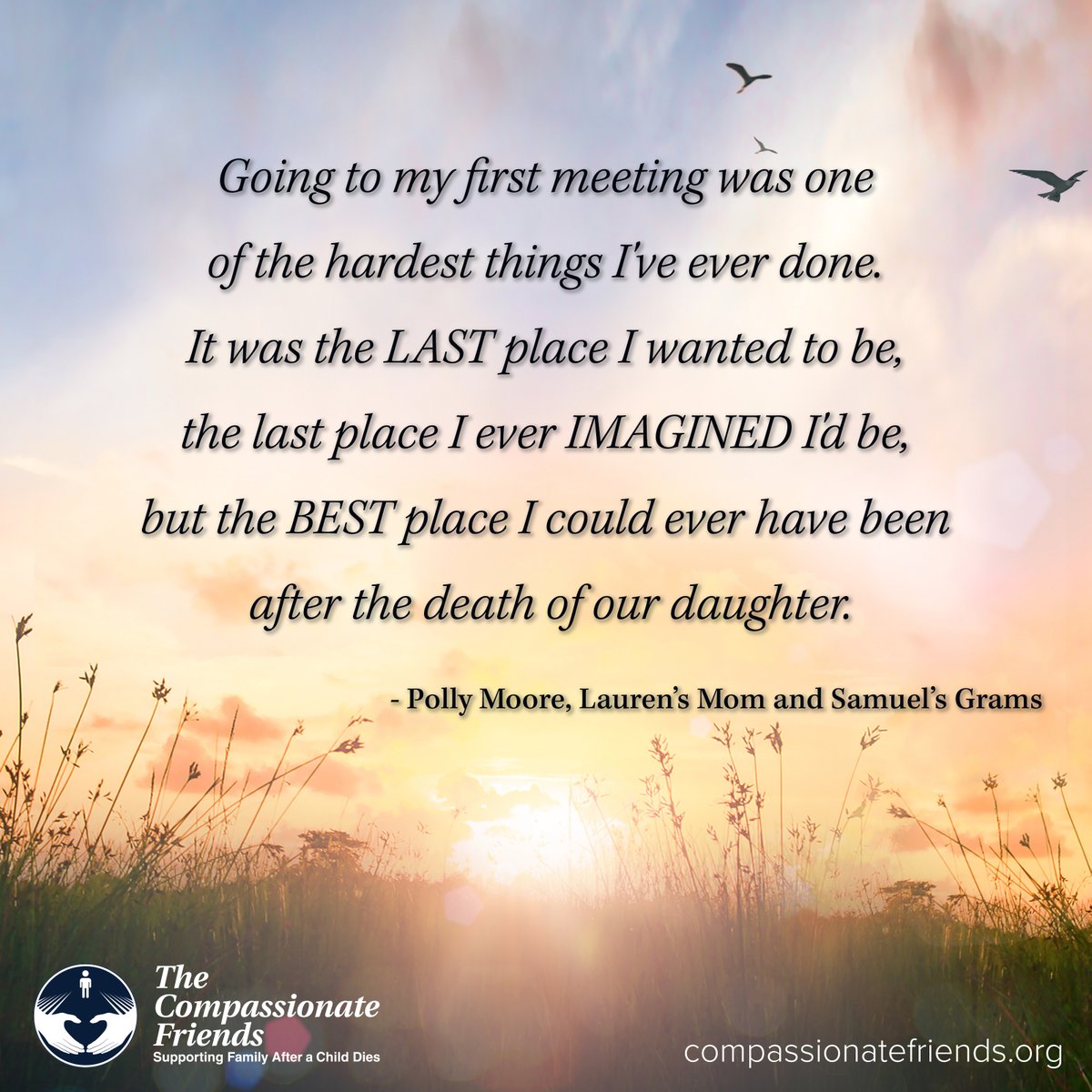 At our TCF chapters, you will find bereaved parents, grandparents, and siblings. Some share similar grief experiences, while others have a different but equally painful loss. Visit our website to find a local chapter near you.