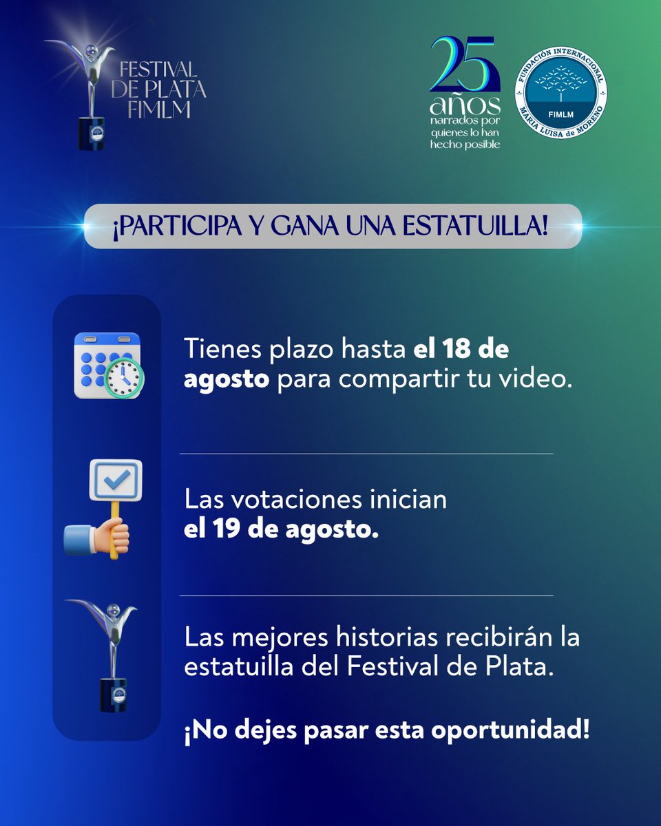 #FestivalDePlataFIMLM | En este post encuentras todo lo que necesitas saber para participar en nuestro Festival de Plata FIMLM 25 años.

Si te queda alguna duda, te leemos en los comentarios. 👀👇

¡No te quedes sin participar!
#Fimlm25Años
