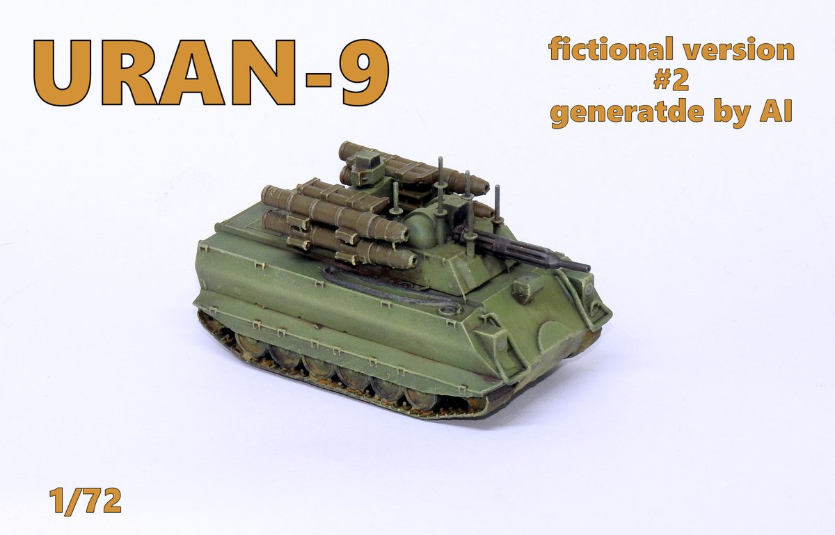gulumik's tweet image. Tak apropos AI, URAN-9 1/72 wygenerowany, wydrukowany i pomalowany ;)