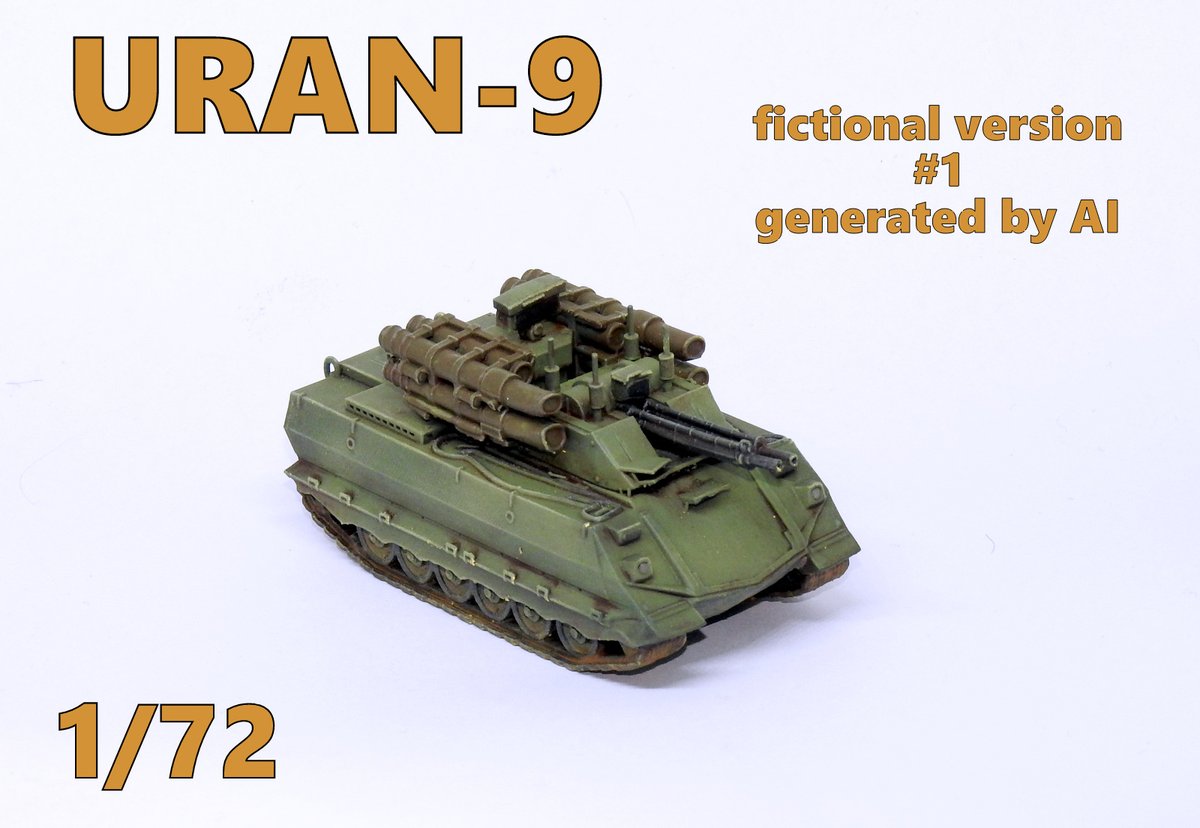 gulumik's tweet image. Tak apropos AI, URAN-9 1/72 wygenerowany, wydrukowany i pomalowany ;)