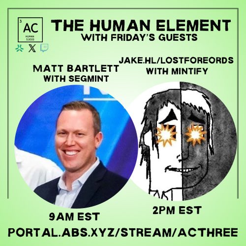 ACthreeNFT's tweet image. RWAs, current trends, and BD on minting coming soon
Catch us tomorrow with
🗣️@MattBartlettVE of @SegMintIO
⌚️9am EST
🗣️@lostforwordsiam of @Mintify
⌚️2pm EST