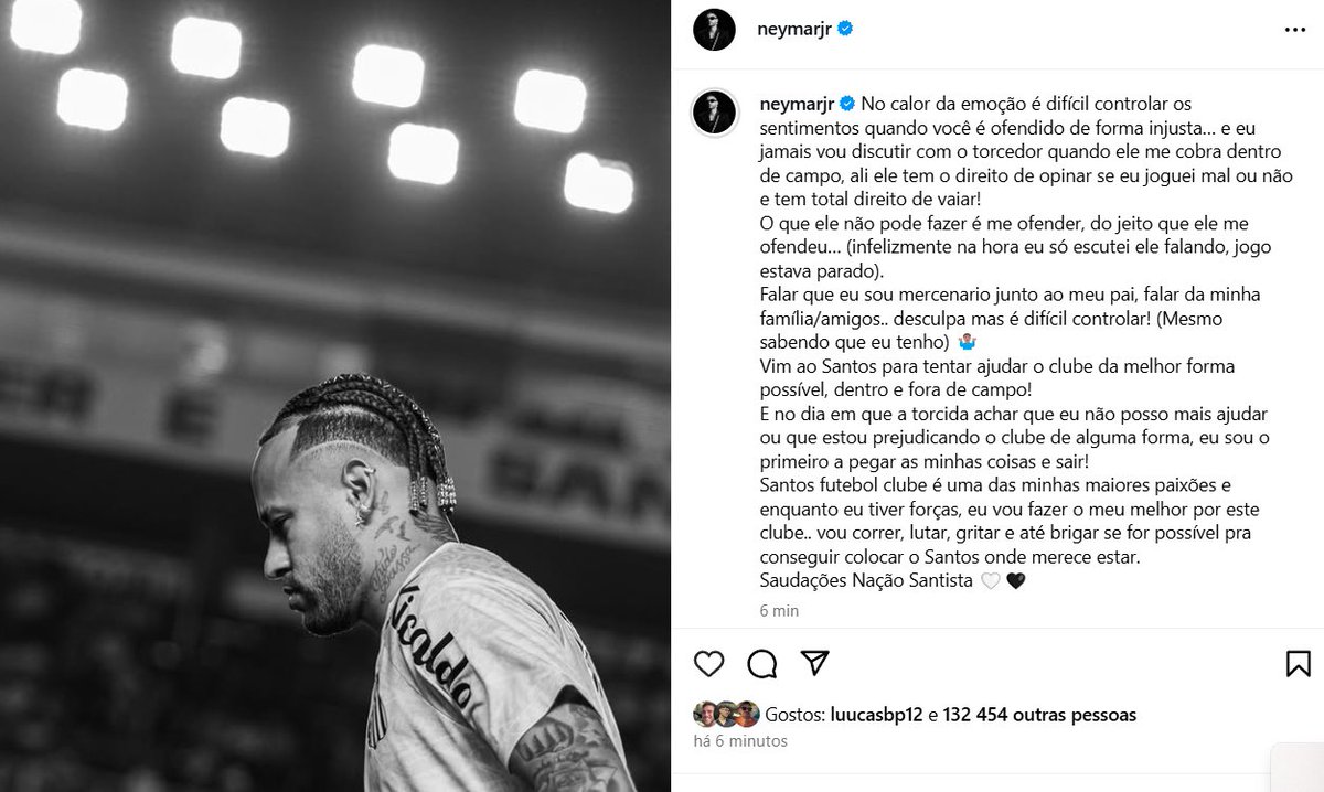 lucas_musetti's tweet image. Neymar se posiciona após a discussão com o torcedor.