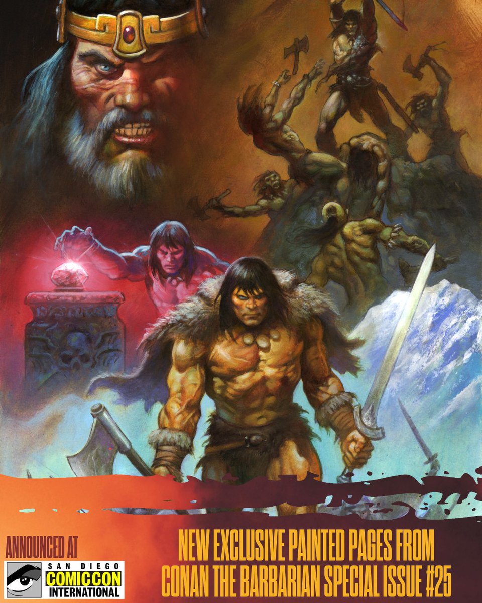 Here's a special look at some spectacular new pages from the upcoming special 25th issue of Conan the Barbarian. 36 pages of hand-painted by the immensely talented Alex Horley!
