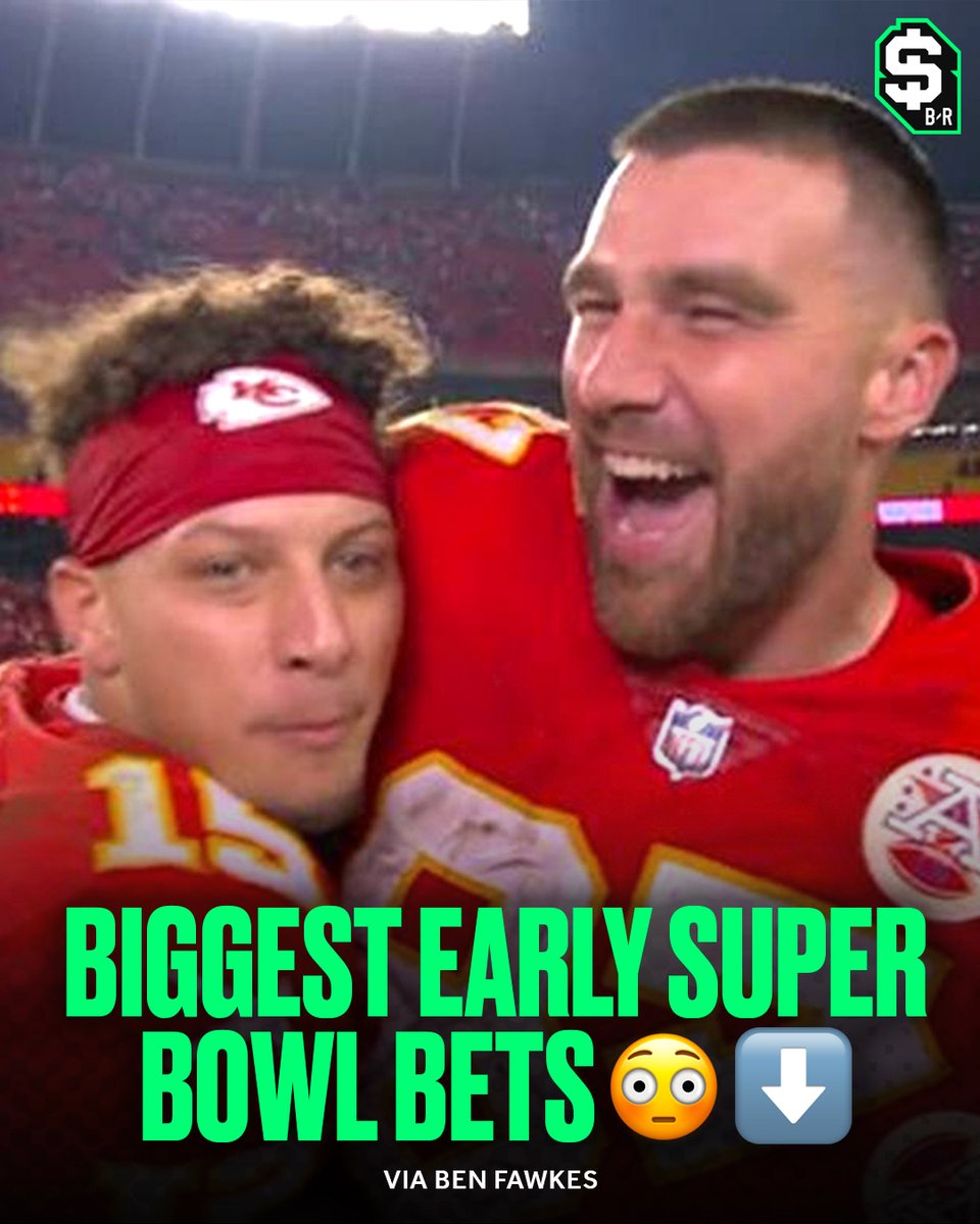 br_betting (@br_betting) on Twitter photo LARGEST REPORTED SUPER BOWL BETS SO FAR 👀
1. $60K to win $540K on Chiefs (+900)
2. $50K to win $325K on Bills (+650)
3. $30K to win $300K on Lions (+1000)
4. $30K to win $225K on Bills (+650)
5. $25K to win $2.5M on Raiders (+10000)
(via <a href="/BFawkes22/">Ben Fawkes</a>) LARGEST REPORTED SUPER BOWL BETS SO FAR 👀
1. $60K to win $540K on Chiefs (+900)
2. $50K to win $325K on Bills (+650)
3. $30K to win $300K on Lions (+1000)
4. $30K to win $225K on Bills (+650)
5. $25K to win $2.5M on Raiders (+10000)
(via <a href="/BFawkes22/">Ben Fawkes</a>)