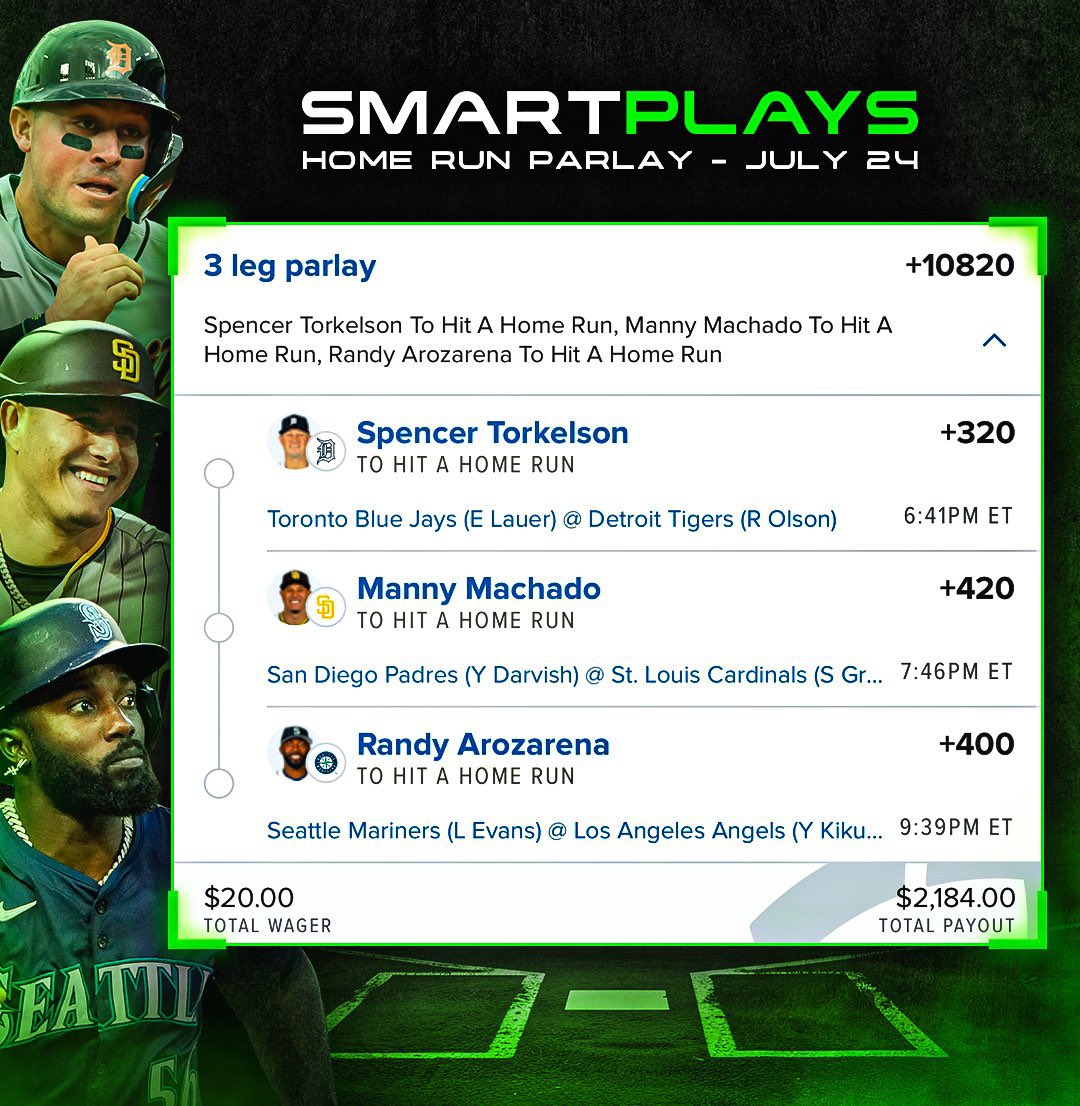 Thursday Dingers 💣 (+10,820)

$20 Pays $2,000.  Like = Tailing 🎯🎯