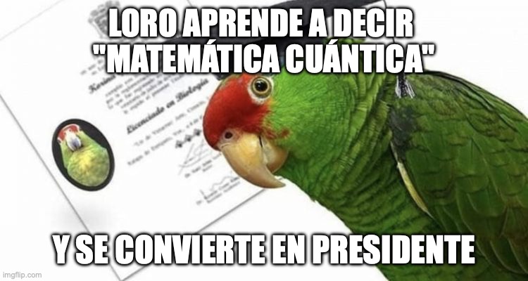 Loro aprende a decir "Matemática cuántica" y se convierte en presidente