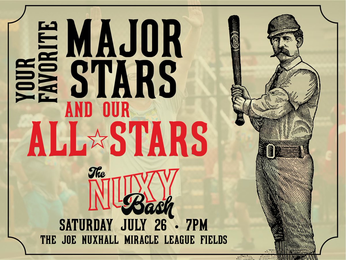 NuxhallMiracle's tweet image. On Saturday night, your favorite stars will team up with our all-stars to celebrate the power of baseball for all! And it’s your opportunity to come out and have fun with us. Join us for The Nuxy Bash: this Saturday July 26 at 7pm! Fireworks from Rozzi’s after the game!