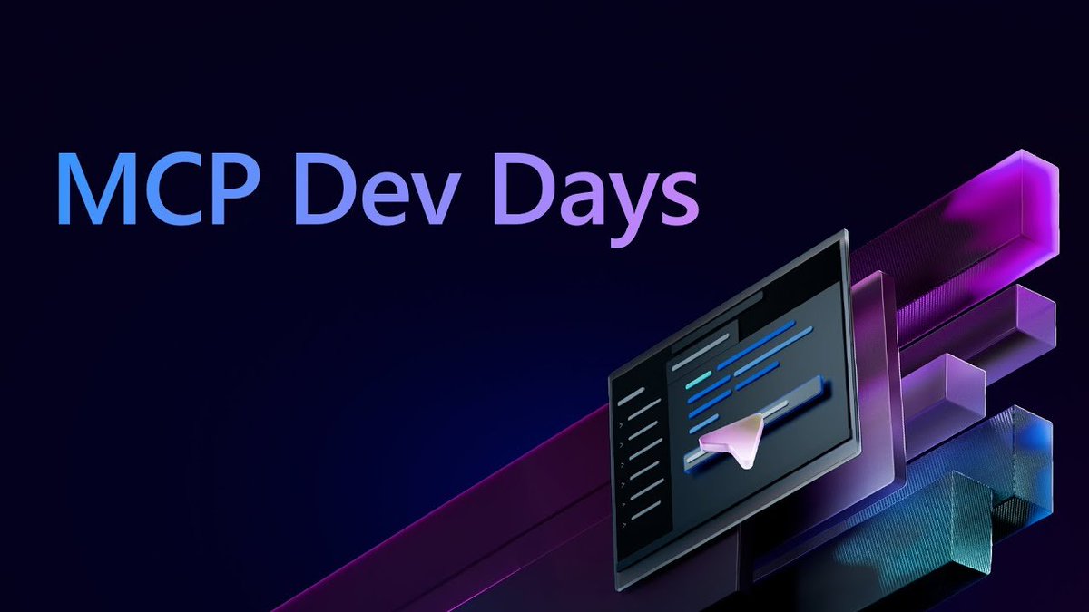 dotnet's tweet image. 〰️ MCP Dev Days is coming July 29-30. 〰️
Join us for a two-day virtual event exploring the growing ecosystem around the Model Context Protocol (MCP), a standard that bridges AI models and the tools they rely (cont) msft.it/l/6015s1Soz