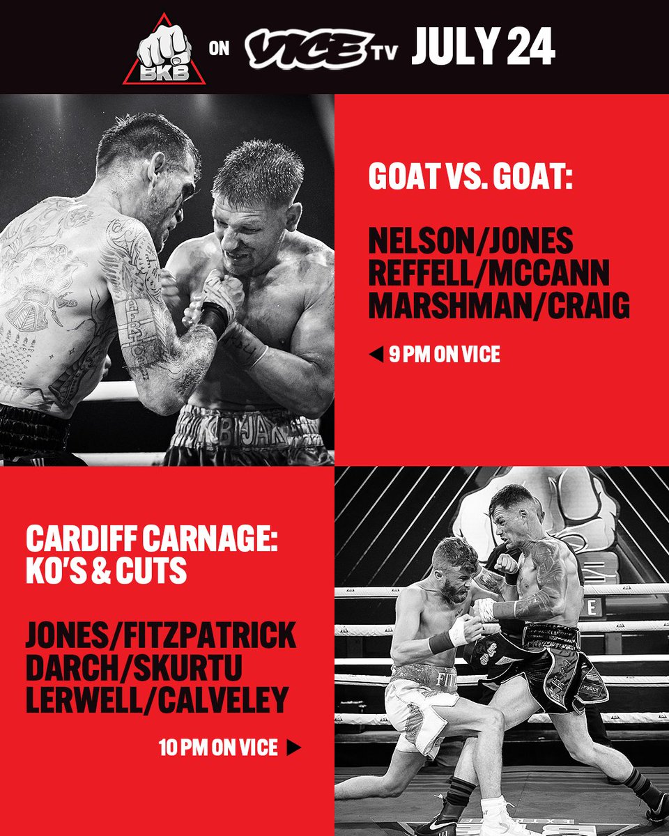 bkbbareknuckle's tweet image. Watch one-hour episodes of BKB on Thursdays on @VICETV beginning tonight at 9 PM and 10 PM as we kick off with the legendary BYB 30 match between two of best to ever take off the gloves when “The Welsh Wrecking Machine” Barrie Jones faces LT “Smash” Nelson.