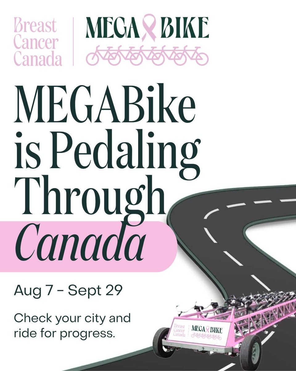 🚲 MEGABike is rolling across Canada! 

Grab your friends, family, or colleagues and join the ride that fuels research, personalized treatments, and better outcomes for people diagnosed with breast cancer.

🇨🇦 From coast to coast, we’re uniting communities to power research and