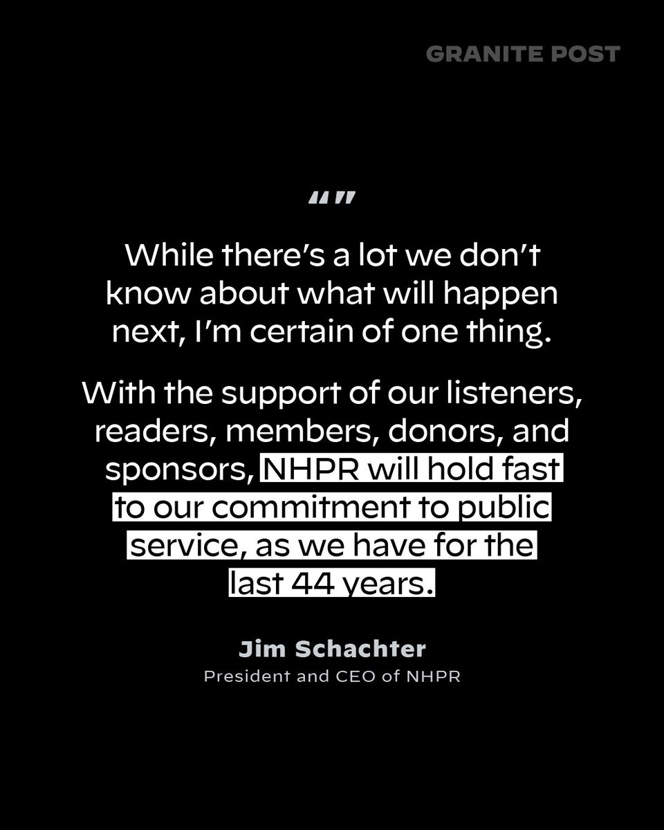 GranitePost's tweet image. CEO Jim Schachter says that @nhpr will continue to keep neighbors connected and informed.
“We spread joy and inspire curiosity. All this grows only more vital in disruptive times,” said Schachter in a recent fundraising letter.
✍🏼: Lucas Henkel
#NHPolitics