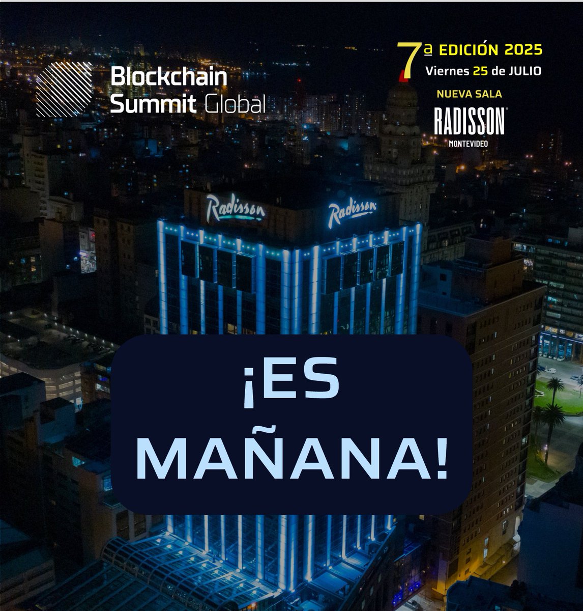 TheBSGlobal's tweet image. 📅 ¡Es mañana!
Mañana el Radisson será el punto de encuentro del ecosistema cripto: speakers, ideas que inspiran y una comunidad lista para compartir, aprender y hacer que las cosas pasen
🚀 Venite con ganas
📒 Agenda: blockchainsummit.global/agenda-2025/
👉Entradas: lnkd.in/dPP7_a-C