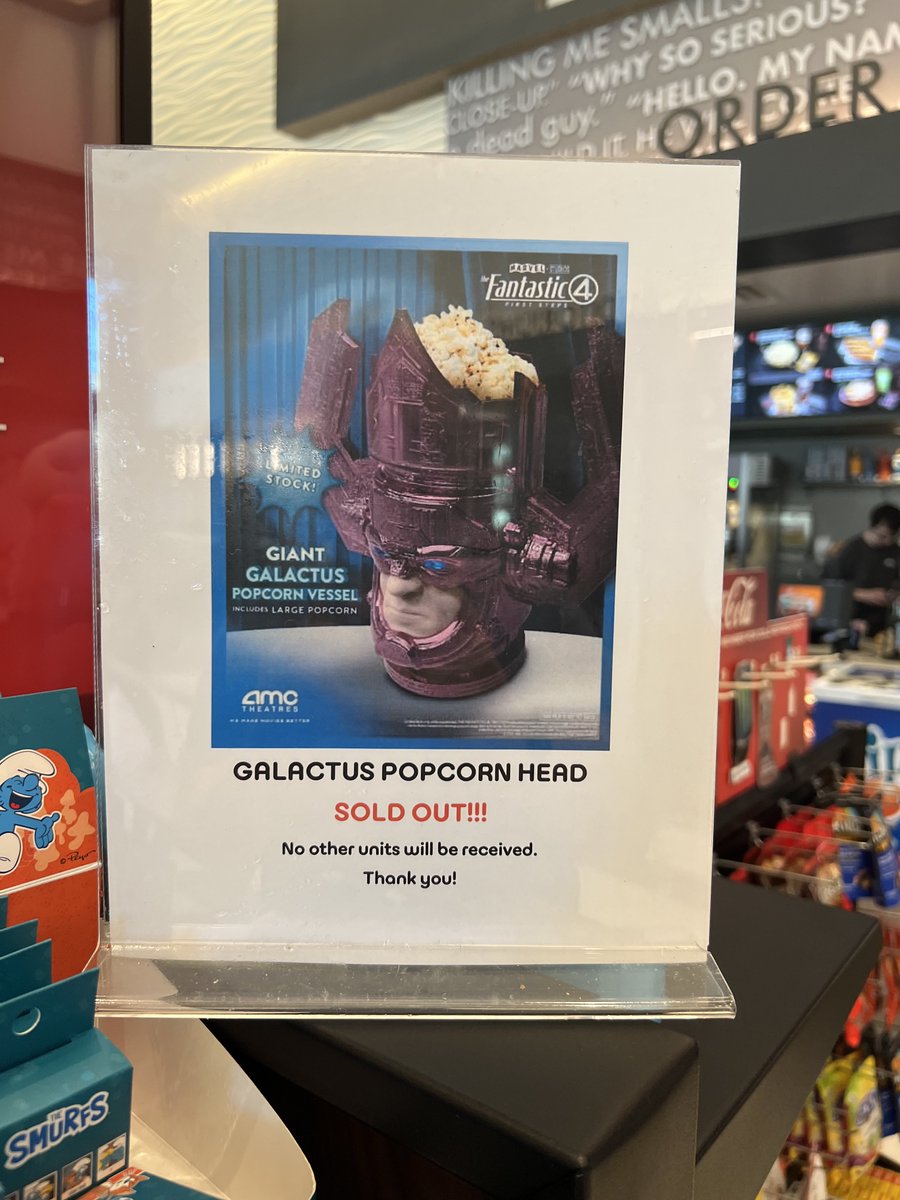 JeremyPryer's tweet image. Picked up the @AMCTheatres exclusive H.E.R.B.I.E. prior to the first showing of #FantasticFourFirstSteps and my theater was already sold out of the Galactus head lol