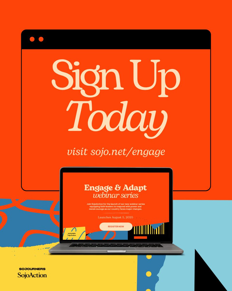 Faith leaders, our communities are facing big shifts in SNAP and Medicaid.
Join @sojoaction for the Engage and Adapt series launch on Aug 5 at 7PM ET.

✊🏼Let’s stay grounded in faith and rise in action.
🔗 sojo.net/engage