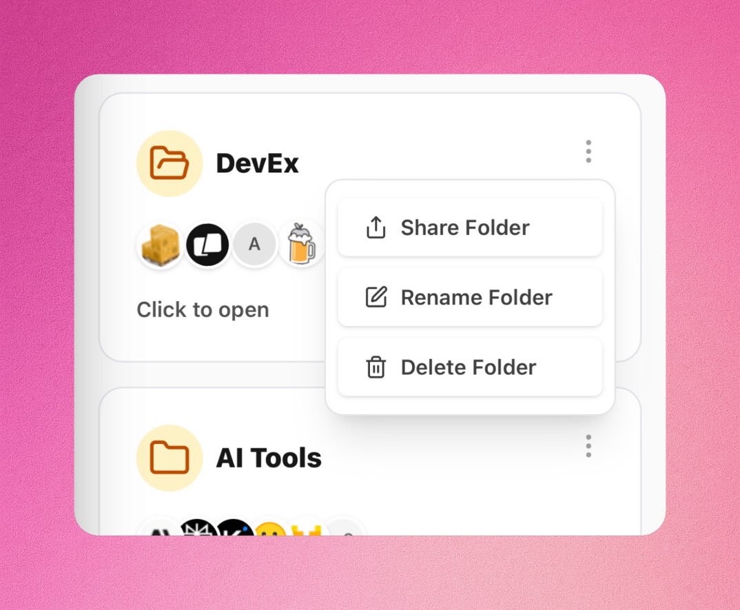 TooliaApp's tweet image. Got a bunch of related tools and links? Create a folder to share a direct link and keep things clean and organized. #tools #links #organization