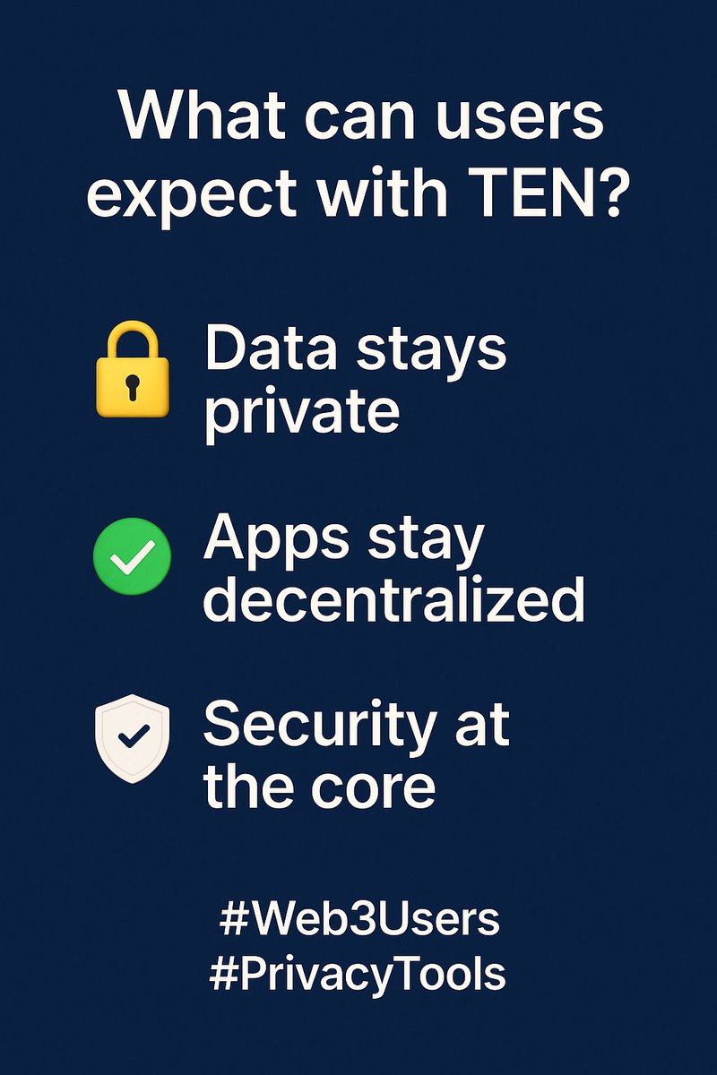 baffagya's tweet image. What can users expect with TEN?
🔐 Data stays private
✅ Apps stay decentralized
🛡️ Security at the core
#Web3Users #PrivacyTools