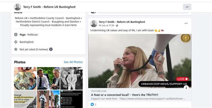 An <a href="/EastHerts/">East Herts Council</a>  <a href="/reformparty_uk/">Reform UK</a>  councillor who shared a link to Tommy Robinson’s YouTube channel is accused of breaching the Council’s code of conduct.
Report by <a href="/StortfordIndie/">StortfordIndependent</a> 
…ium.bishopsstortfordindependent.co.uk/news/east-hert…