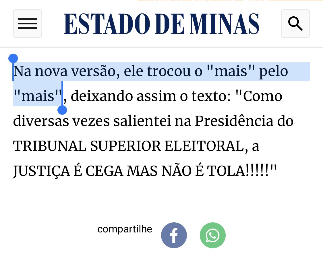 pietrovte's tweet photo. O Estado de Minas noticiando o erro do Moraes kkkkkk https://t.co/HO4p4NzGLk