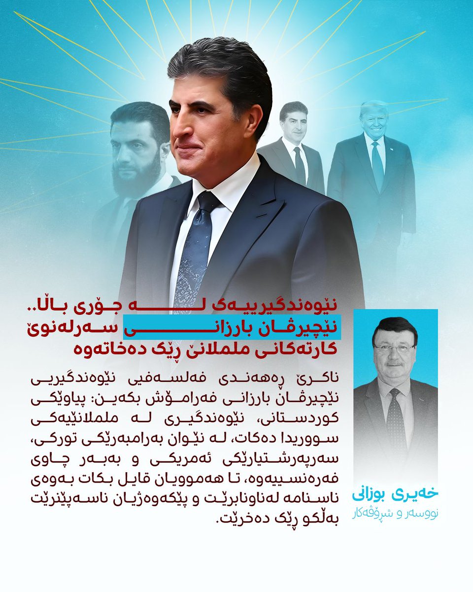 HayasHadil's tweet photo. نێوەندگیرییەک لە جۆری باڵا…
نێچیرڤان بارزانی @IKRPresident سەر لە نوێ کارتەکانی ململانێ ڕێک دەخاتەوە..
#nechirvanbarzani #barzani #kurdistan https://t.co/AXe9ShV9KX